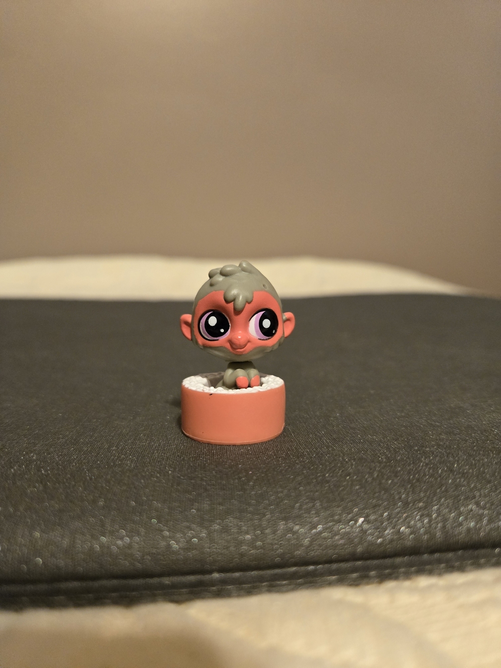 Littlest Pet Shop Coral and Gray Mini Monkey Figure